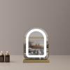 30*40cm Large Arched Vanity Mirror with LED Strip, 360 Rotation, 3 Light Mode Touch, Dimmable Brightness, Plug in to use, Golden Stand