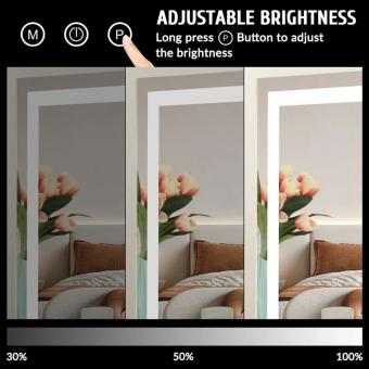 50*70cm Large Arched Vanity Mirror with LED Strip, 360 Rotation, 3 Light Mode Touch, Dimmable Brightness, Plug in to use, Golden Stand
