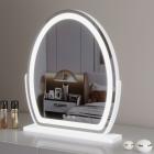 50*58cm Large Oval Vanity Mirror with LED Strip, 360 Rotation, 3 Light Mode Touch, Dimmable Brightness, Plug in to use, White Stand