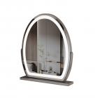 50*58cm 大型オーバルバニティミラー、LEDストリップ付き、360度回転、3つのライトモードタッチ、調光可能な明るさ、プラグイン使用、シルバースタンド