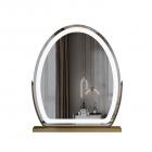 50*58cm 大型オーバルバニティミラー、LEDストリップ付き、360度回転、3つのライトモードタッチ、調光可能な明るさ、プラグイン使用、ゴールドスタンド