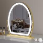 50*58cm Large Oval Vanity Mirror with LED Strip, 360 Rotation, 3 Light Mode Touch, Dimmable Brightness, Plug in to use, Golden Stand
