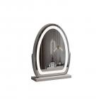 30*40cm 大型オーバルバニティミラー、LEDストリップ付き、360度回転、3つのライトモードタッチ、調光可能な明るさ、プラグイン使用、ホワイトスタンド