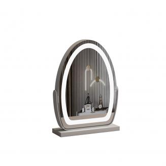 30*40cm 大型オーバルバニティミラー、LEDストリップ付き、360度回転、3つのライトモードタッチ、調光可能な明るさ、プラグイン使用、ホワイトスタンド