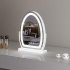 30*40cm Large Oval Vanity Mirror with LED Strip, 360 Rotation, 3 Light Mode Touch, Dimmable Brightness, Plug in to use, White Stand