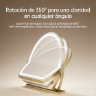 Espejo de tocador ovalado grande de 50 x 58 cm con tira de LED, rotación de 360 ​​grados, 3 modos de luz táctiles, brillo regulable, enchufable, soporte negro