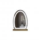 30*40cm 大型楕円形化粧鏡、LEDストリップ付き、360度回転、3つのライトモードタッチ、調光可能な明るさ、プラグイン使用、ゴールドスタンド