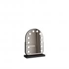 30*40cm 大型アーチ型化粧鏡、LED電球11個付き、360度回転、3段階ライトモードタッチ、調光可能な明るさ、差し込んで使用する、ブラックスタンド