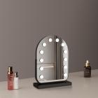 Grand miroir de courtoisie arqué 30 x 40 cm avec 11 ampoules LED, rotation à 360 °, 3 modes d'éclairage tactiles, luminosité réglable, branchez-le pour l'utiliser, support noir