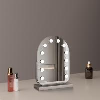 30*40cm Large Arched Vanity Mirror with 11 LED Bulbs, 360 Rotation, 3 Light Mode Touch, Dimmable Brightness, Plug in to use, Silver Stand