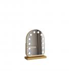 30*40cm 大型アーチ型化粧鏡、LED電球11個付き、360度回転、3段階ライトモードタッチ、調光可能な明るさ、差し込んで使用、ゴールドスタンド