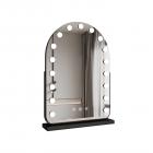 40*55cm 大型アーチ型化粧鏡、17個のLED電球付き、360度回転、3つのライトモードタッチ、調光可能な明るさ、差し込んで使用する、ブラックスタンド