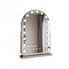 40*55cm 大型アーチ型化粧鏡、17個のLED電球付き、360度回転、3つのライトモードタッチ、調光可能な明るさ、差し込んで使用する、シルバースタンド