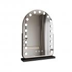 50*70cm 大型アーチ型化粧鏡、LED電球19個付き、360度回転、3段階ライトモードタッチ、調光可能な明るさ、差し込んで使用する、ブラックスタンド