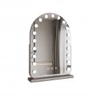 50*70cm 大型アーチ型化粧鏡、LED電球19個付き、360度回転、3段階ライトモードタッチ、調光可能な明るさ、差し込んで使用する、シルバースタンド