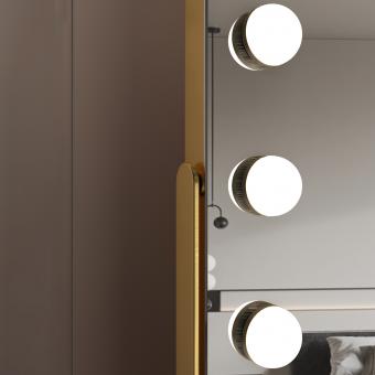 50*70cm Grote gebogen kaptafelspiegel met 19 LED-lampen, 360 graden rotatie, 3 lichtstanden Touch, dimbare helderheid, inpluggen om te gebruiken, gouden standaard 50*70cm Grote gebogen kaptafelspiegel met 19 LED-lampen, 360 graden rotatie, 3 lichtstanden Touch, dimbare helderheid, inpluggen om te gebruiken, gouden standaard