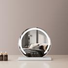 16"/40cm Large Round Vanity Mirror for Dressing Table Bedroom, Rotatable, 3 Light Mode, LED Strip Dimmable Brightness, Plug in to Use, White Stand