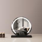 16"/40cm Large Round Vanity Mirror for Dressing Table Bedroom, Rotatable, 3 Light Mode, LED Strip Dimmable Brightness, Plug in to Use, Black Stand