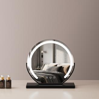 16"/40cm Large Round Vanity Mirror for Dressing Table Bedroom, Rotatable, 3 Light Mode, LED Strip Dimmable Brightness, Plug in to Use, Black Stand 16"/40cm Large Round Vanity Mirror for Dressing Table Bedroom, Rotatable, 3 Light Mode, LED Strip Dimmable Brightness, Plug in to Use, Black Stand