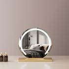 16"/40cm Large Round Vanity Mirror for Dressing Table Bedroom, Rotatable, 3 Light Mode, LED Strip Dimmable Brightness, Plug in to Use, Golden Stand