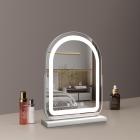 40*55cm Large Arched Vanity Mirror with LED Strip, 360 Rotation, 3 Light Mode Touch, Dimmable Brightness, Plug in to use, White Stand
