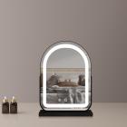 Grand miroir de courtoisie arqué 40 x 55 cm avec bande LED, rotation à 360 °, 3 modes d'éclairage tactiles, luminosité réglable, branchez-le pour l'utiliser, support noir