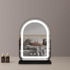 40*55cm Large Arched Vanity Mirror with LED Strip, 360 Rotation, 3 Light Mode Touch, Dimmable Brightness, Plug in to use, Black Stand
