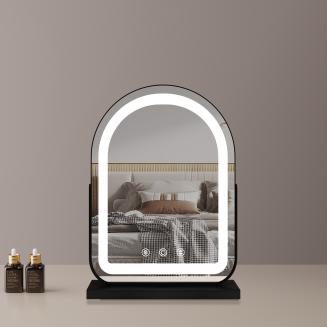 40*55cm Large Arched Vanity Mirror with LED Strip, 360 Rotation, 3 Light Mode Touch, Dimmable Brightness, Plug in to use, Black Stand 40*55cm Large Arched Vanity Mirror with LED Strip, 360 Rotation, 3 Light Mode Touch, Dimmable Brightness, Plug in to use, Black Stand