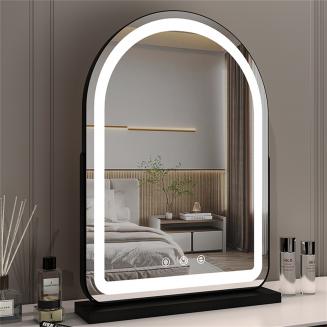 50*70cm Large Arched Vanity Mirror with LED Strip, 360 Rotation, 3 Light Mode Touch, Dimmable Brightness, Plug in to use, Black Stand 50*70cm Large Arched Vanity Mirror with LED Strip, 360 Rotation, 3 Light Mode Touch, Dimmable Brightness, Plug in to use, Black Stand
