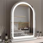 50*70cm Large Arched Vanity Mirror with LED Strip, 360 Rotation, 3 Light Mode Touch, Dimmable Brightness, Plug in to use, White Stand