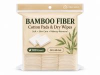 Bamboo Fiber Cotton Pads & Soft Dry Wipes Cotton Tissues,Bamboo Towels for Skin Care & Cotton Rounds, Beauty Makeup Removal and Cleansing Pads (180 Count/bag,50 X 65 mm)