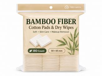 Bamboo Fiber Cotton Pads & Soft Dry Wipes Cotton Tissues,Bamboo Towels for Skin Care & Cotton Rounds, Beauty Makeup Removal and Cleansing Pads (180 Count/bag,50 X 65 mm)