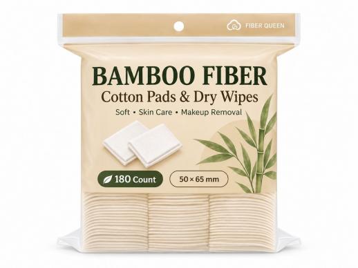 Bamboo Fiber Cotton Pads & Soft Dry Wipes Cotton Tissues,Bamboo Towels for Skin Care & Cotton Rounds, Beauty Makeup Removal and Cleansing Pads (180 Count/bag,50 X 65 mm)