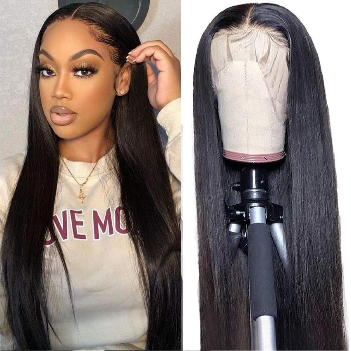 FREYARA 13x6 Lace Front Wigs Human Natural Hair, Straight, 180% Density, Pre  Plucked Hairline, 26inch/65cm