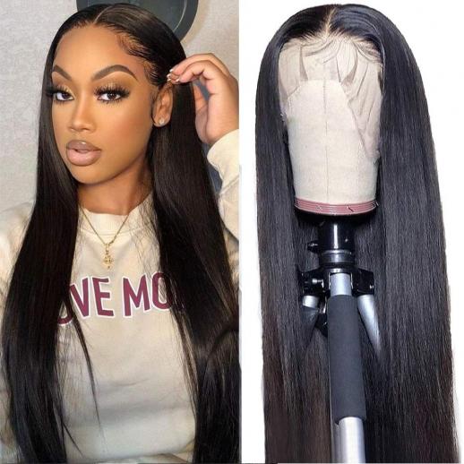 13x4 Lace Front Wigs Human Natural Hair, Straight, 150% Density, Pre Plucked Hairline, 18inch/45cm