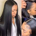 13x4 Lace Front Wigs Human Natural Hair, Straight, 180% Density, Pre Plucked Hairline, 24inch/60cm