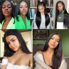 13x4 Lace Front Wigs Human Natural Hair, Straight, 180% Density, Pre Plucked Hairline, 24inch/60cm