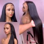 13x6 Perruques Lace Frontal Naturels Cheveux Humains, Raides, 180% Densité, Délié Pré-plumé, 16inch/40cm