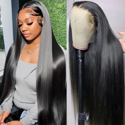 13x6 Lace Front Wigs Human Natural Hair, Straight, 180% Density, Pre Plucked Hairline, 24inch/60cm