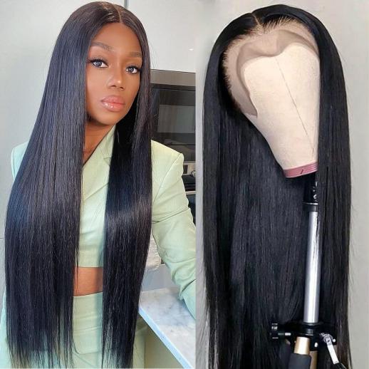 13x6 Lace Front Wigs Human Natural Hair, Straight, 150% Density, Pre Plucked Hairline, 26inch/65cm
