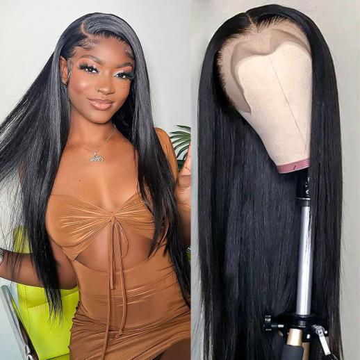 13x6 Lace Front Wigs Human Natural Hair, Straight, 150% Density, Pre Plucked Hairline, 28inch/70cm