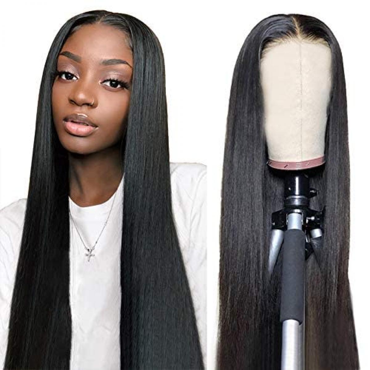 Freyara 4x4 Lace Front Wigs Human Natural Hair Straight 180 Density Pre Plucked Hairline