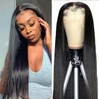 5x5 Perruques Lace Frontal Naturels Cheveux Humains, Raides, 180% Densité, Délié Pré-plumé, 16inch/40cm