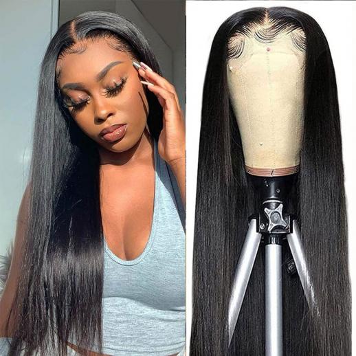 5x5 Lace Front Wigs Human Natural Hair, Straight, 180% Density, Pre Plucked Hairline, 16inch/40cm