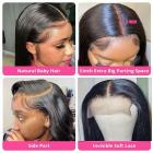 5x5 Lace Front Wigs Human Natural Hair, Straight, 180% Density, Pre Plucked Hairline, 22inch/55cm