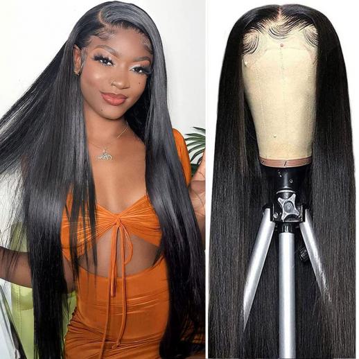 5x5 Lace Front Wigs Human Natural Hair, Straight, 180% Density, Pre Plucked Hairline, 26inch/65cm