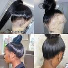 360 Lace Front Wigs Human Natural Hair, Straight, 180% Density, Pre Plucked Hairline, 22inch/55cm