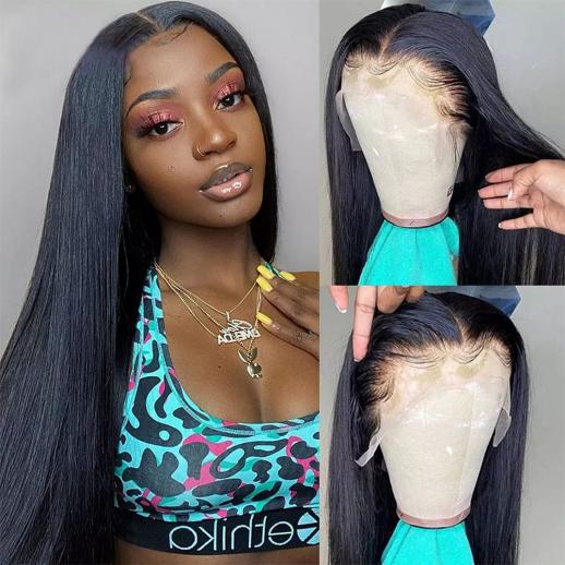 360 Lace Front Wigs Human Natural Hair, Straight, 150% Density, Pre Plucked Hairline, 24inch/60cm