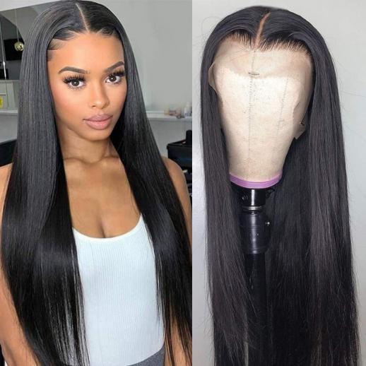360 Lace Front Wigs Human Natural Hair, Straight, 180% Density, Pre Plucked Hairline, 26inch/65cm