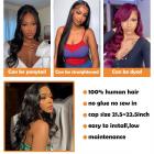 13x4 Lace Front Wigs Human Natural Hair, Body Wave, 180% Density, Pre Plucked Hairline, 20inch/50cm